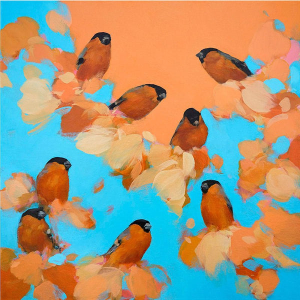 Bullfinches in Orange and Blue by Heidi Langridge - Watergate Contemporary